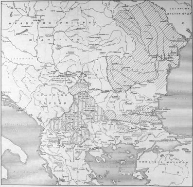 Карта № 4. България през управлението на царете Калиман Асен (1241—1246), Михаил II Асен (1246— 1256) и Константин Тих-Асен (1257—1278)